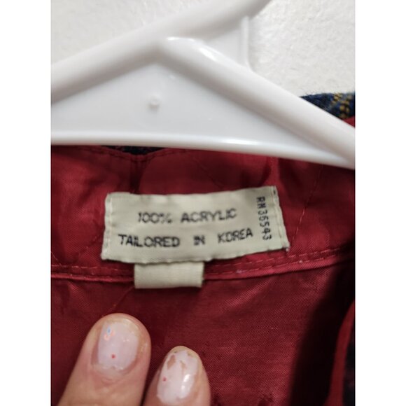 Vintage Van Heusen Mens Flannel Shirt Large Red Plaid Button Front Long Sleeve - Picture 3 of 8